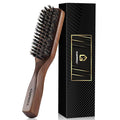 GAINWELL Mens Wild Boar Bristle Hair Brush for Men, Slick Back Hair Brush with Stiff Bristles for Thick Hair, Natural Black Walnut Wooden Handle Hairbrush, Beard Mustache Brush Comb