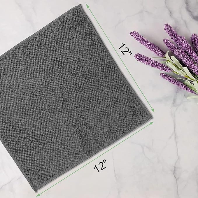 Washcloths Bulk - 100 Pack - Face Towels (12" x 12"), Highly Soft Wash Cloths and Hand Towels, Fast Drying Multi-Purpose Microfiber Cleansing Cloths for Bathroom, Hotel, Spa, and Salon - Grey