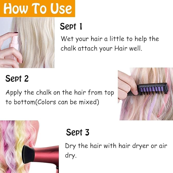 MSDADA 10 Color Hair Chalk for Girls - Hair Chalk Comb Kids Temporary Hair Color Dye - Teen Girl Gift Hair Stuff Accessories Makeup Kit Christmas Gifts Toys for Girls Age 6 7 8 9 10 11 12 13 Year Old