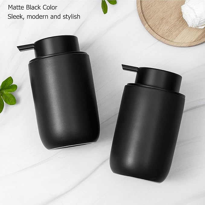 rejomiik Foaming Soap Dispenser Thick Ceramic Foam Hand Soap Dispenser for Bathroom or Kitchen Sink, Liquid Pump Bottles for Hand soap, Body Wash, Black