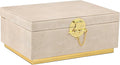 HofferRuffer Elegant Faux Leather Decorative Box, Storage Jewelry Box Organizer, Large Dresser Cosmetic Organizer Holder, Classic Jewelry Accessory Organizer, 11x8x4.8 inches (Light Grey)