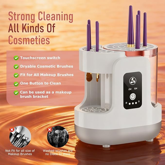 Electric Makeup Brush Cleaner Machine,Automatic Makeup Brush Cleaner with Dryer for Deep Cleaning,Make up Brush Cleaner Fit for All Size Makeup Brush