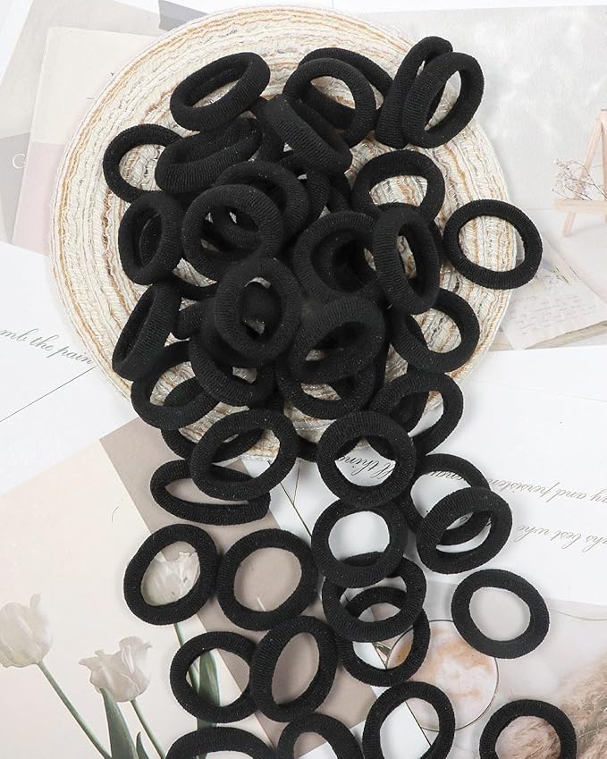 WillingTee Baby Hair Ties,300PCS Nylon Toddler Hair Ties for Girls, Kids Seamless Hair Bands,Girls Elastic Ponytail Holders,Black