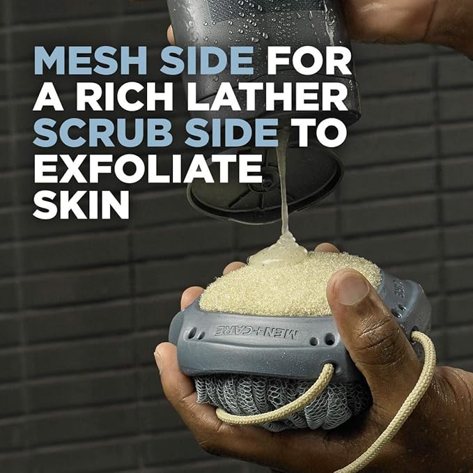 DOVE MEN + CARE Shower Tool 4 Count For Stronger, Healthy-Feeling Skin Active Clean Scrubs and Exfoliates for a Deeper Clean With Body Wash