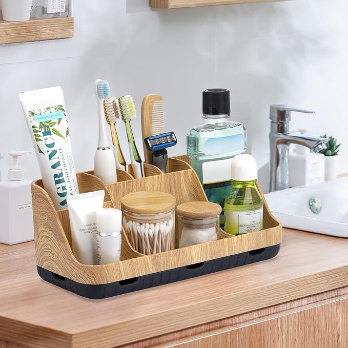 Bathroom Organizers and Storage - Detachable 7 Slots Kids Electric Toothbrush and Toothpaste Holde Drainage for Bathroom Accessories Organization Counter Vanity Storage