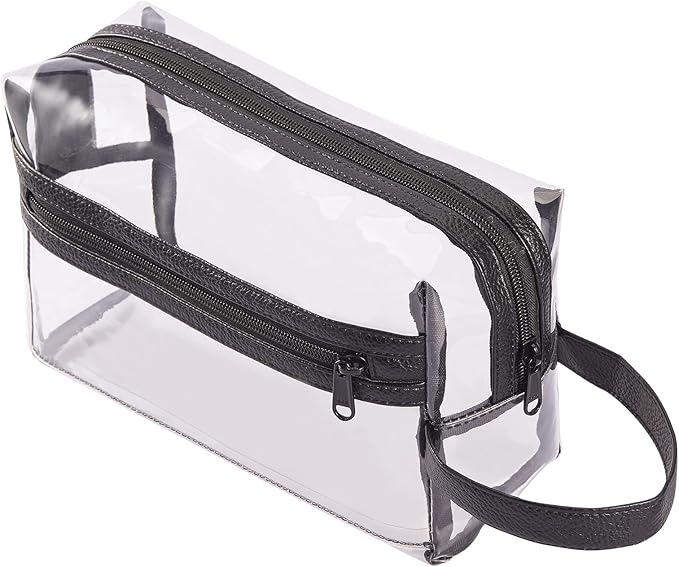 Heavy Duty Clear Travel Toiletry Makeup Bags Transparent Shaving Bag Water Resistant Cosmetic Bag Organizer Pouch with Zipper and Handle