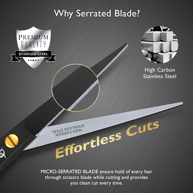5" Professional Beard Scissors for men Mustache Scissors with 1 Mustache Comb, 1 Beard Comb & Soft Pouch – Prefect Beard shears mustache kit for All Facial Hair – moustache Grooming kit for Men
