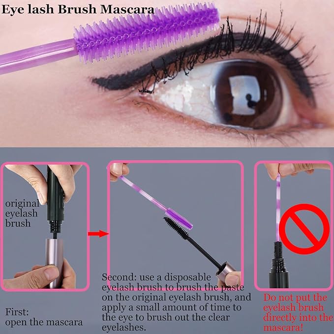 BIHRTC 100PCS Disposable Silicone Eyelash Brush Mascara Spoolies Mascara Wands Disposable Lip Applicators liner Brushes Makeup Tools for Women Girls Salon Beauty Cosmetic Make Up Tool
