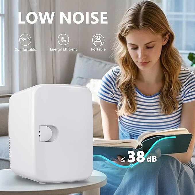 EUHOMY Mini Fridge, 4 Liter/6 Can Compact Refrigerator, AC/DC Portable Cooler & Warmer for SkinCare, Food and Drinks, Mini Fridge for Bedroom, Office, Car & Dorm, White