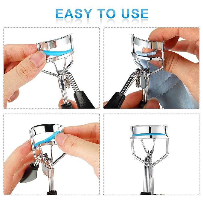 Mudder 80 Pieces Eyelash Curler Refills Eyelash Curler Pads Silicone Rubber Replacement Refills Pads for Universal Eye Lash(White, Aqua Blue,Dark Blue)