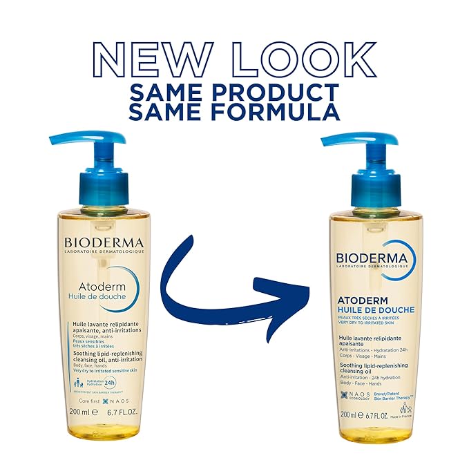 Bioderma - Atoderm - Cleansing Oil For Very Dry Sensitive Skin - Face and Body - Soothes Discomfort - 6.7 Fl Oz (Pack of 1)