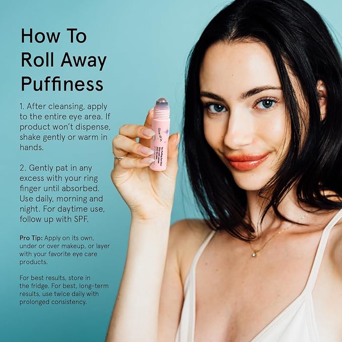 grace & stella Under Eye Brightener Roller - Airplane Travel Essentials - Travel Size Toiletries - Retinol & Caffeine Eye Serum for Puffiness, Dark Circles, Wrinkles - Vegan Skincare (15ml / 0.51floz)