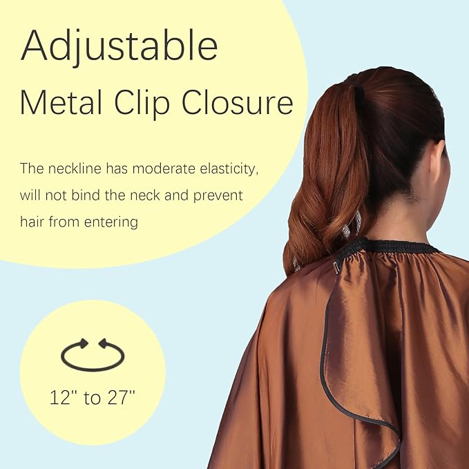 Barber Cape, Professional Hair Salon Cape with Adjustable Metal Clip, Shampoo Hair Cutting Cape for Barbers and Stylists - 55 x 63 inches (Brown)