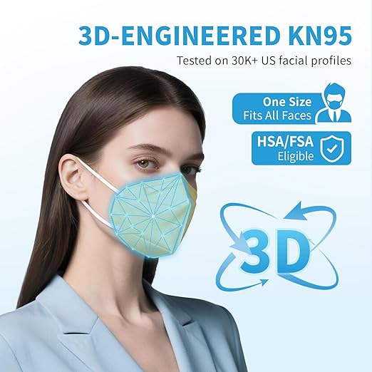 akgk KN95 Face Mask 50 PCS, Breathable Protection Masks, 5-Ply KN95 Yellow Masks, Cup Dust Safety Masks