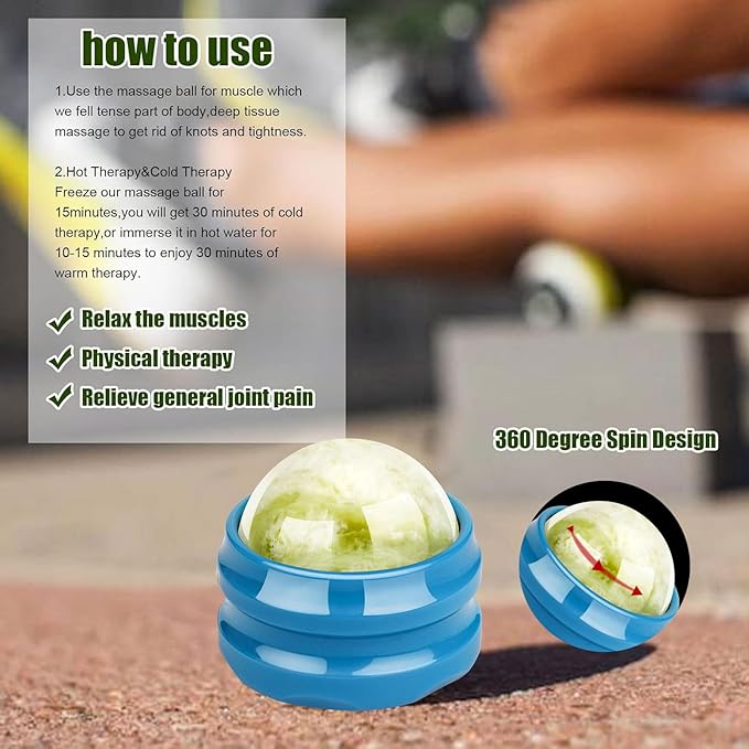 ideayard Massage Roller Ball - Massage Stone Jade Ball for Full Body Massage Lacrosse Ball Massager, Back Massage Tool, Self Massage Ball for Sore Muscle