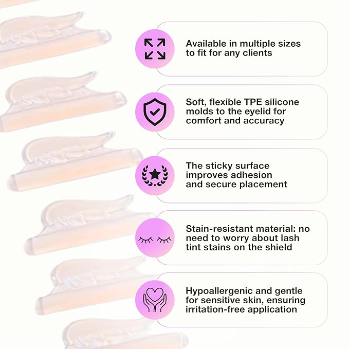 Curacoro Lash Lift Shields, 16 Pcs/8 Sizes Lash Lift Rods, Lash Lift Pads for Eyelash Curling and Lifting, Reusable Silicone Lash Rods For Eyelash Perm Lamination