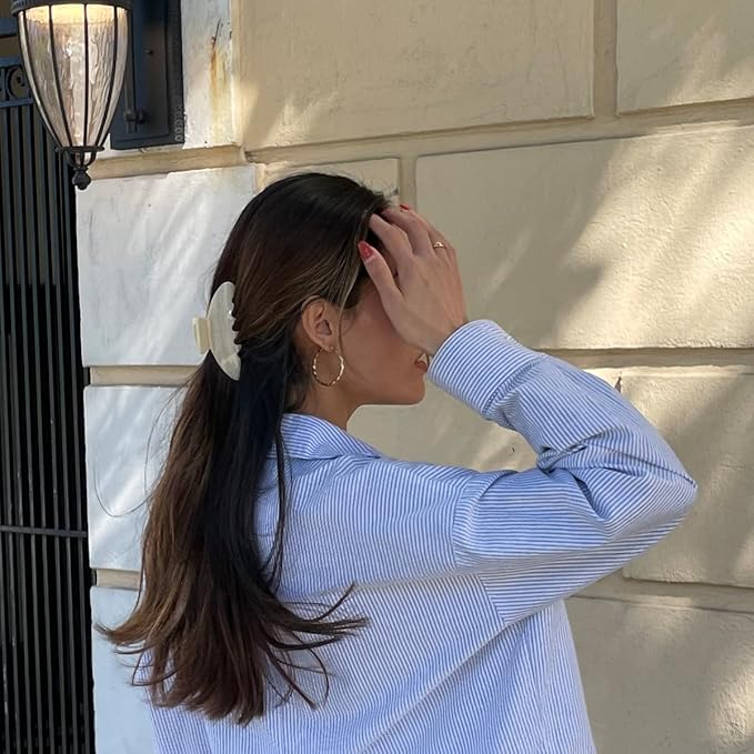 Luxury Cream Claw Clip for Women | Our Acetate Cream Hair Clip Feels Light, Looks Smooth and is Easy to Wear | Use for easy Half Ups with No Snagging and a Secure Grip in a Large Four Inch Size