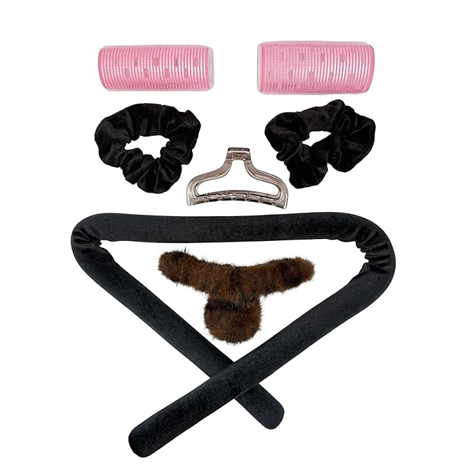 Heatless Curling Rod Set, No Heat Overnight Hair Curler with 2 Bangs Rollers, Velvet Curling Rod & Accessories, Gift Box for Long & Medium Hair