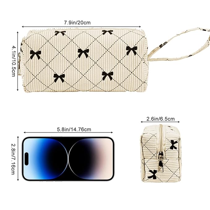 Small Corduroy Makeup Bag for Women Portable Cosmetic Bag Travel Makeup Pouch Small Corduroy Toiletry Bag with Zipper for Purse