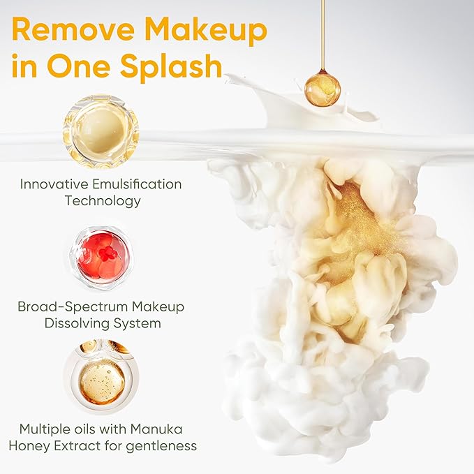 Cleansing Makeup Remover Balm, One-Step Remove Melts Makeup Balm to Oil, Gently Removes Waterproof Makeup With Manuka Honey, Cica & Tallow, for All Skin Types, 1.76 oz