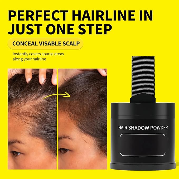 gowwim Root Touch up Powder, Instantly Gray Hair Cover up Hairline Powder for Women & Men Waterproof and Sweatproof Root Cover Up Long-Lasting for Thinning & Loss Hair (Light Brown, 10g)