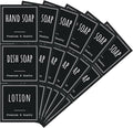 Segbeauty Kitchen Organization Labels, 18pcs Black Removable Waterproof Labels for Containers, Reusable Hand Soap Dispenser Sticker for Farmhouse Modern Home Cleaning Plastic Glass Bottles