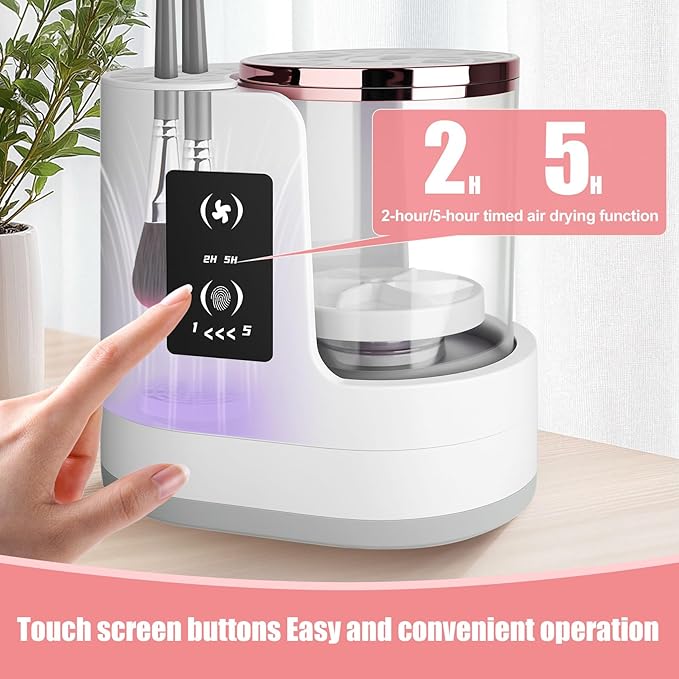 3 IN 1 Electric Makeup Brush Cleaner,Automatic make up brush cleaner machine with Makeup Brush Dryer,Portable USB Deep Cleaning for All Size Beauty Makeup Brush Set,Blush Brush,Sponges