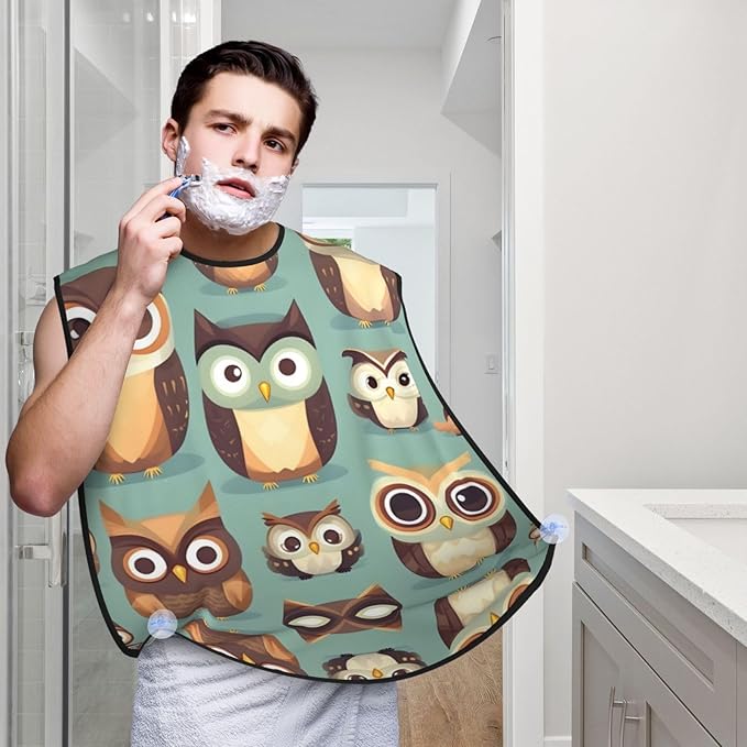 Monochrome Sketch Style Gaming Print Beard Bib Shaving Apron, Beard Hair Trimming Cape Gift For Dad