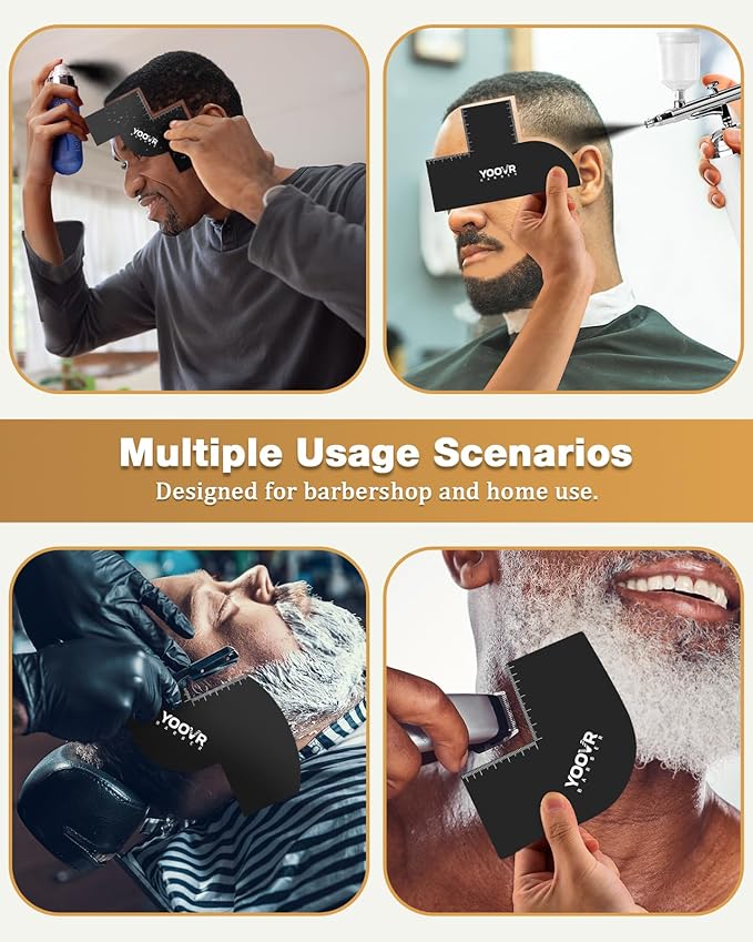 2PCS Barber Accessories for Haircut & Beard Lineup, Enhancement Card for Barbers & Beginners, Essential Shaping Tool for Beard Trimmer Hair Clipper Hair Fiber Enhancements Barber Spray (V-Shaped)