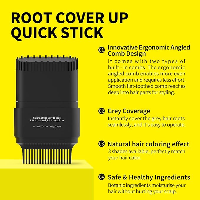 gowwim Root Touch up Powder, Instantly Gray Hair Cover up Hairline Powder for Women & Men Waterproof and Sweatproof Root Cover Up Long-Lasting for Thinning & Loss Hair (med brown-1, 15g)