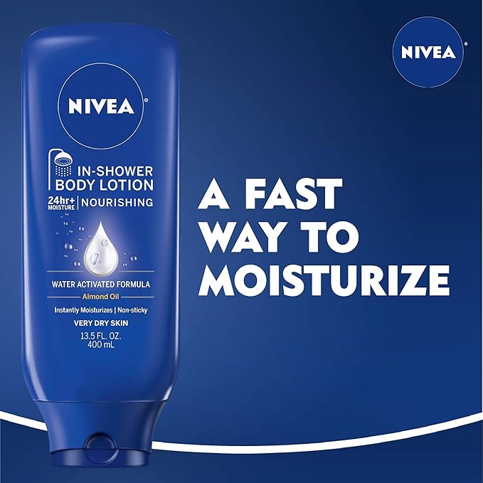 NIVEA Nourishing In Shower Lotion,Body Lotion for Dry Skin,13.5 Fl Oz Bottle,(Pack of 6)