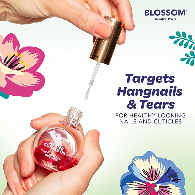 Blossom Cuticle Oil for Nails, Hydrating, Moisturizing, Scented Nail Oil Cuticle Care, Infused with Real Flowers, Made in USA, 0.92 fl. oz, Jasmine