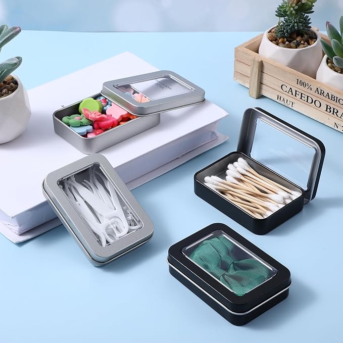 2Pcs Cotton Swab Holder for Travel, Portable Swab Case with Dustproof Lid, Travel Floss Picks Cases for Cotton Swabs Hair Ties Floss(Silver)