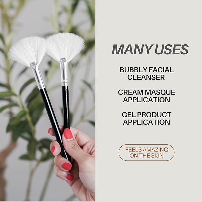 Soft Fluffy Goat Hair Professional Facial Esthetician Brushes (White)