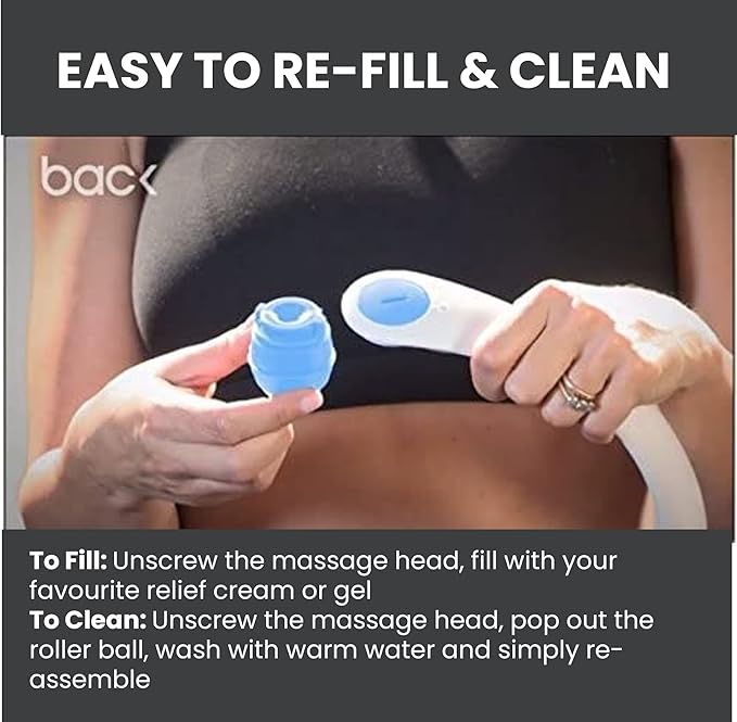 Back Easy Lotion Applicator for applying Your Favorite Topical Gel or Cream to Hard to Reach Places. Easy to use & Refill!