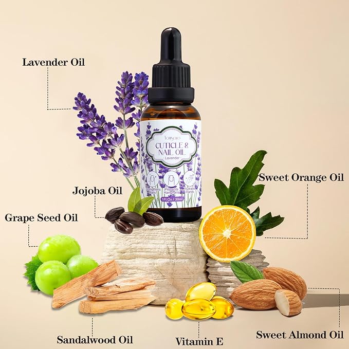 3 Pack Lavender Cuticle Oil, Nail & Hand Moisturizer for Dry Cuticles & Stronger Nails