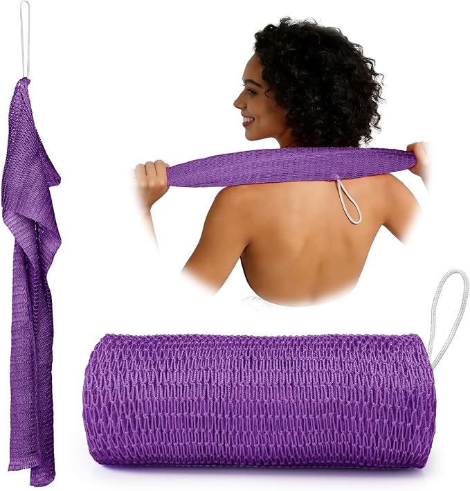 African Net Sponge Authentic, 47 inches Exfoliating Body Scrubber, Back Scrubber for Shower, African Bath Sponge with Knots, Durable Loofah Washcloth for Women & Men Daily Use