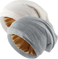 2 Pcs Adjustable Silk Hair Bonnet for Sleeping, Satin Lined Sleep Cap for Women and Men, Silk Hair Wrap Slouch Beanie.