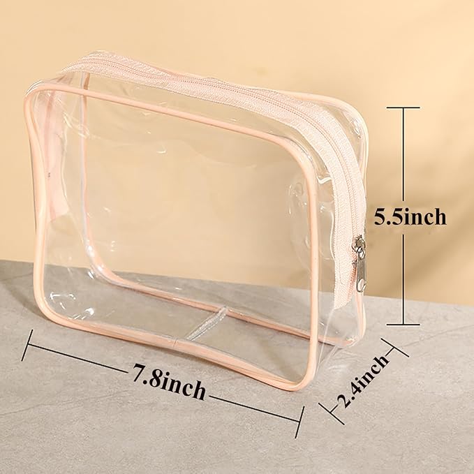 20 Packs Clear Cosmetics Bags for Women Men Waterproof Toiletry Bags PVC Makeup Bags Organizer Case with Zipper for Travel Bathroom (20 Pink Colors)