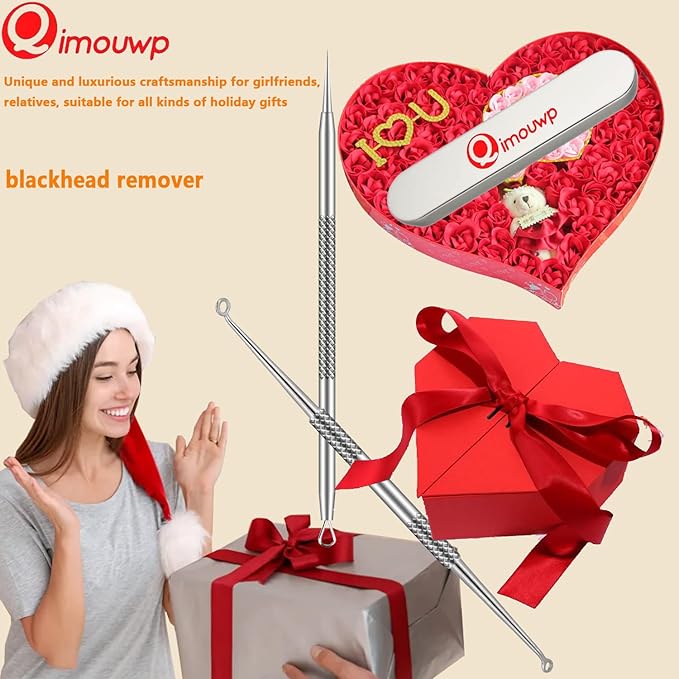 16 Pcs Pimple Popper Tool Kit, Blackhead Remover Tools, Comedone Extractor Whitehead Zit and Cyst Acne Removal Kit, Professional Stainless Steel Tweezers for Eyebrows, Beauty Tools for Face Nose