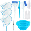 19PCS Hair Bleach Highlighting Kit with Hair Dye Brush and Bowl Set Color Whisk, Highlight Frosting Cap with Hook, Gloves and Capes, Home Use Salon Tools for Hair Bleaching Coloring Dying