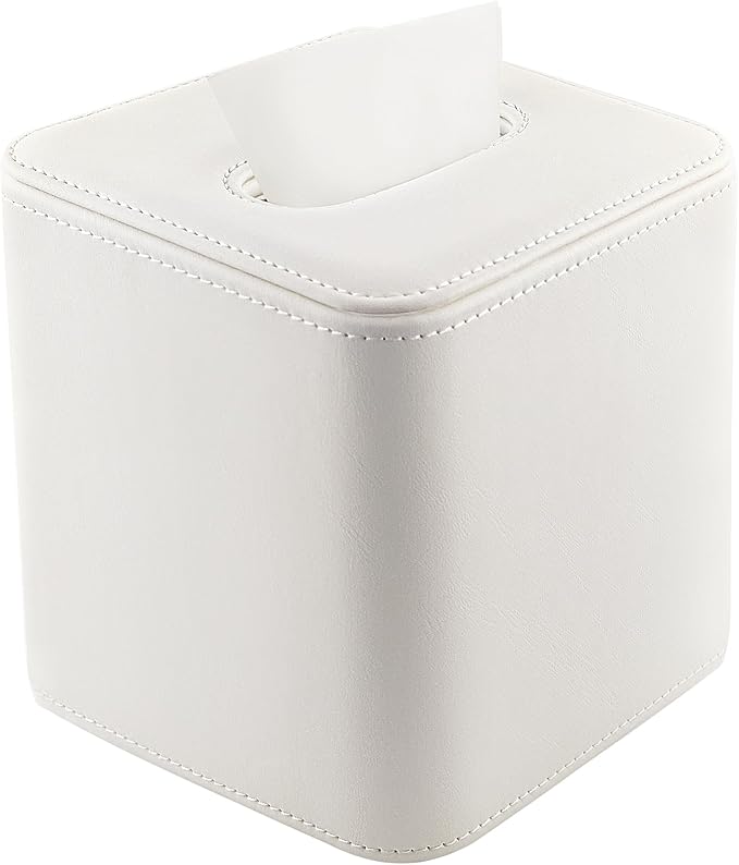 Tissue Box Holder Square PU Leather Stylish Facial Tissue Box with Magnetic Closure Decorative Cube Tissue Box Cover for Bathroom Vanity Office