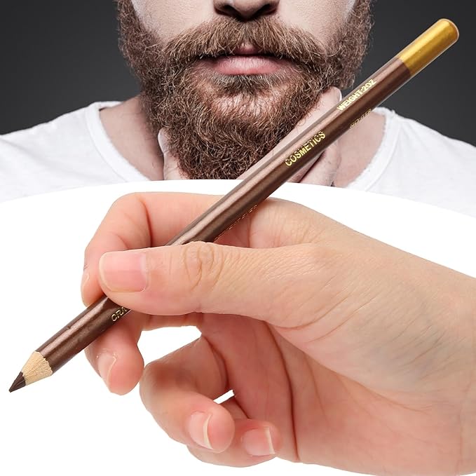 ANGGREK Beard Lineup Pen, White Hairline Pen Professional Beard Pencil Filler Household Beard Pencil Liner Shaping Styling Tool(Light Brown)