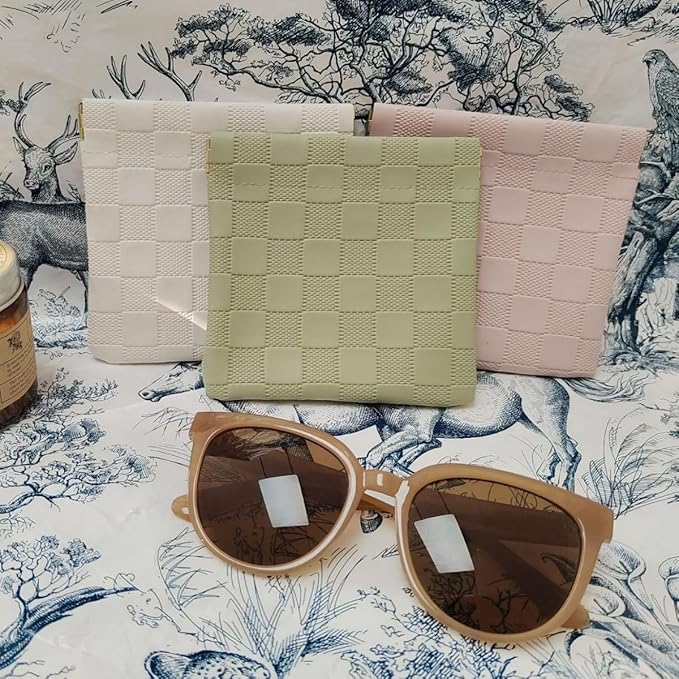 Mini Travel Makeup Bag,Portable Popper Organizer, Checkered Storage Bag, Ladies Lipstick Pouch, Large Capacity Wallet, Jewelry Small Objects Storage Organizer