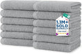 DAN RIVER 12 Pack Wash Cloths for Showering [12x12] - 100% Cotton Washcloths Premium Quality Flannel Face Cloths for Bathroom, Highly Absorbent and Soft Feel Wash Clothes, Silver