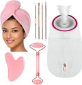 Facial Steamer,Complete Home Spa Set – Jade Roller, Gua Sha, Blackhead Remover Tools, Microfiber Hair Towel, Deep Pore Cleansing, Hydrating