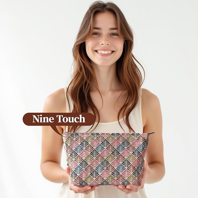 Diamond-Shaped Makeup Bag for Women,Travel Make up Bag with Zipper Lining, Canvas Makeup Pouch for Purse, Cosmetic Pouch for Toiletry, Cosmetic, Sunscreen, Hygiene, Skincare, SPF, Medicine, Sunblock