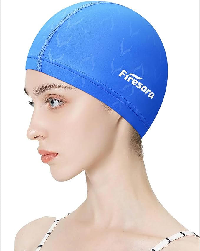 Firesara Fishtail Fabric Swim Cap for Men Women, Breathable High Elasticity Swimming Cap Hair Protection Quick Dry Soft for Long Hair Short Hair, Kids Boys and Girls