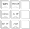 Segbeauty Bathroom Organization Labels, 18pcs Waterproof Soap Dispenser Bottle Label Stickers, White Removable Self-Adhesive Stickers for Shampoo Conditioner Hand Soap Lotion Dish Wash Bottles