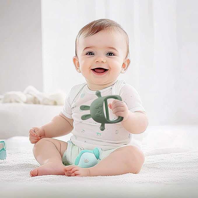 Children Teething Toy, Soft Flexible Texture, 12x12x4.5cm, Gum Massager, Care Accessories, Adorable Bunny Design, Ideal for 6-12 Months Boy Girl